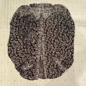 Free People Beige and Black Snake Print Blouse